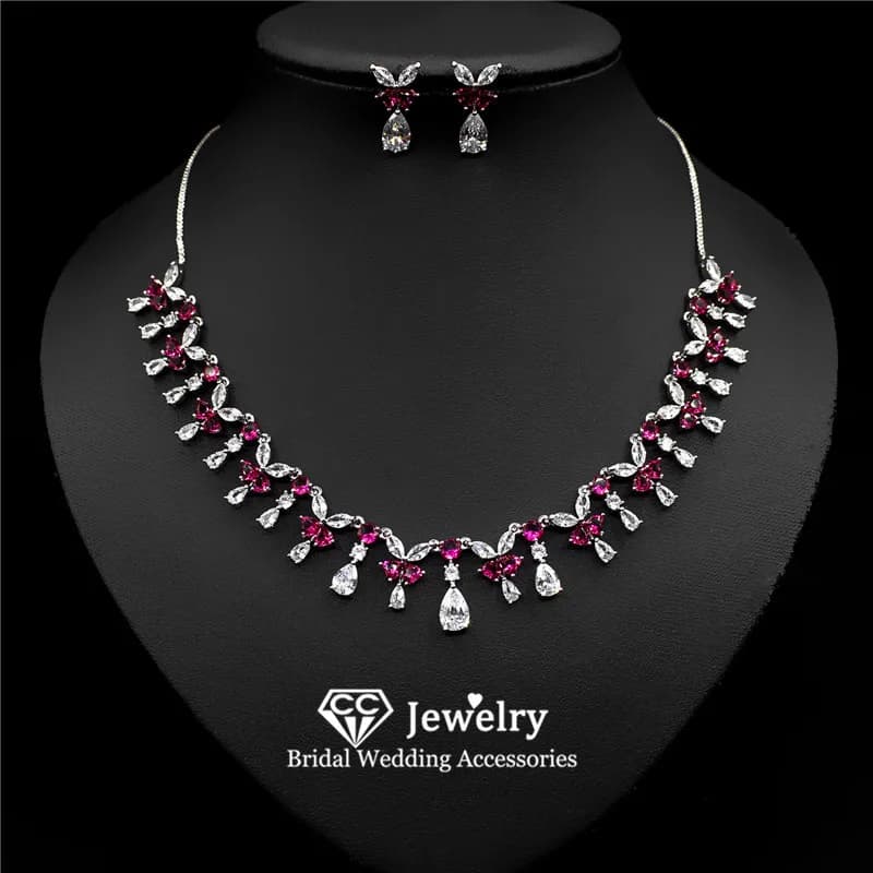 CC Collana Orecchini Set per le donne Accessori da sposa Abito da sposa Fidanzamento Bijoux Set di gioielli fatti a mano al 100% Gioielli HL059
