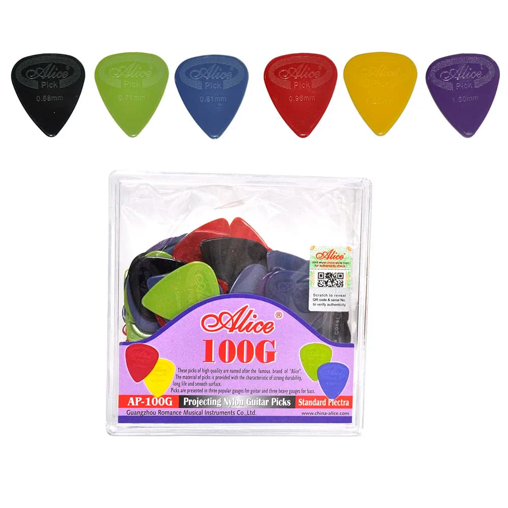 100 pz/pacco Alice sporgente chitarra di Nylon raccoglie Plectra Standard AP-100G Multi spessore