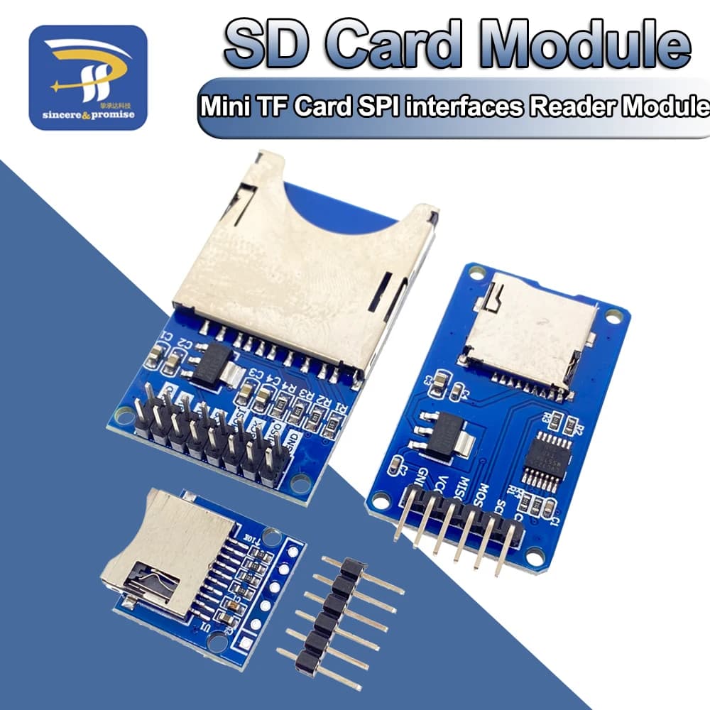 Modulo Lettore di Schede Micro SD/Mini TF con Interfaccia SPI e Chip Convertitore di Livello 5V/3.3V per Arduino DIY KIT