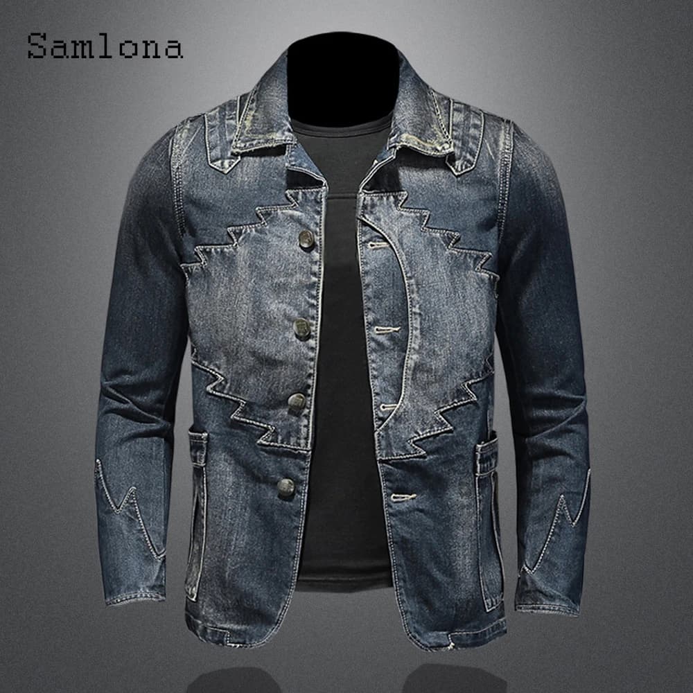 2025 giacche di jeans da uomo monopetto primavera autunno moda casual slim si adatta giacca di jeans Jean nuovo patchwork abbigliamento da uomo