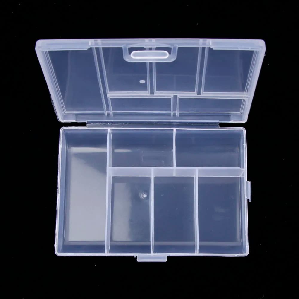 1PC 6 Griglie Scomparti Organizzatore di stoccaggio in plastica trasparente per custodia per gioielli Contenitore per articoli vari