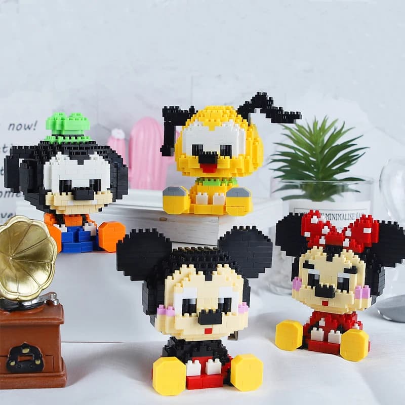 410 pz + Cartoon Mirco Building Blocks Seduto Plutone Pippo Minnie Mouse Mickey 3D Modello Disney Mattoni Figure Giocattolo Per I Bambini