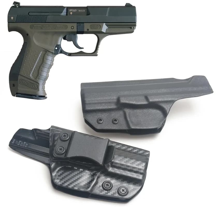 Kydex Carbon Fiber Ribbon for Walther P99 IWB Belt Clip for Trousers Hidden Transport Drawing Cross