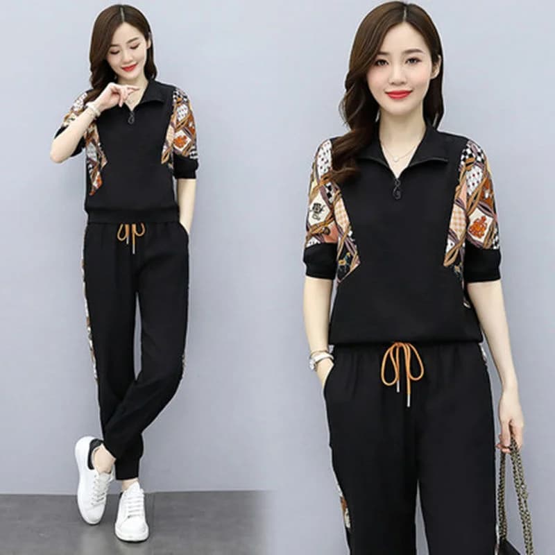 Women's Fashion Pencil Pant Suit 2025 New Summer Leisure Clothing Foreign Style Crop Top Two Piece Set Women Leggings Tracksuit