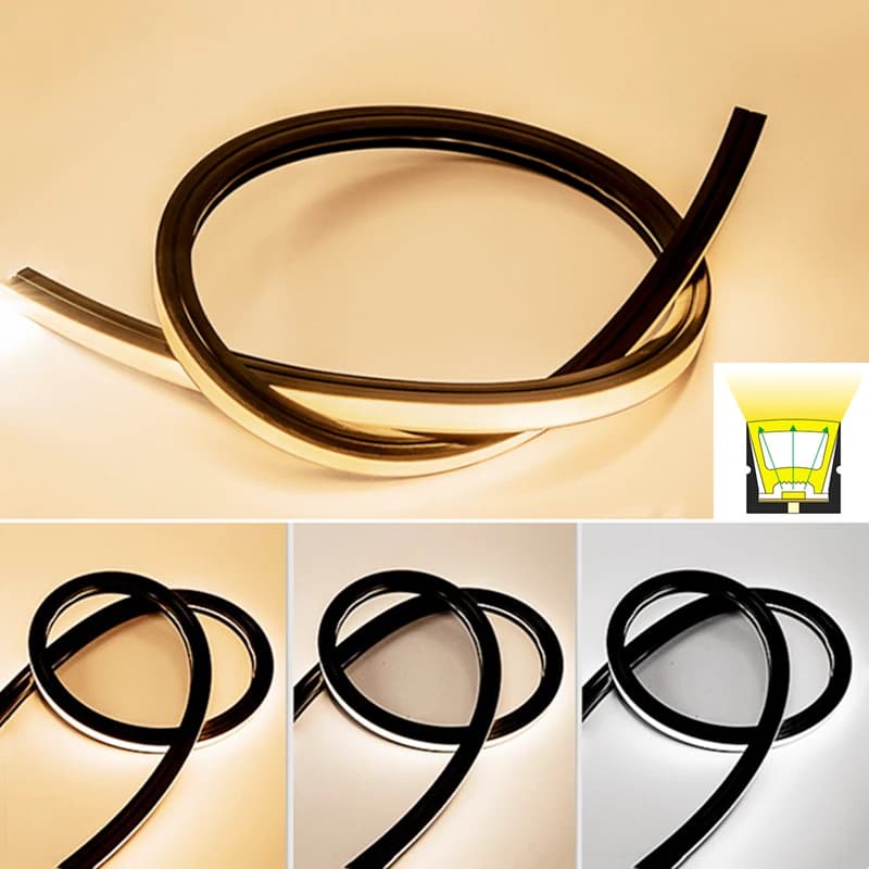 Luci di striscia flessibili del Silicone del tubo della corda al Neon del LED nero morbido impermeabile IP67 DC12V SMD2835 luci del nastro del nastro della decorazione domestica all'aperto