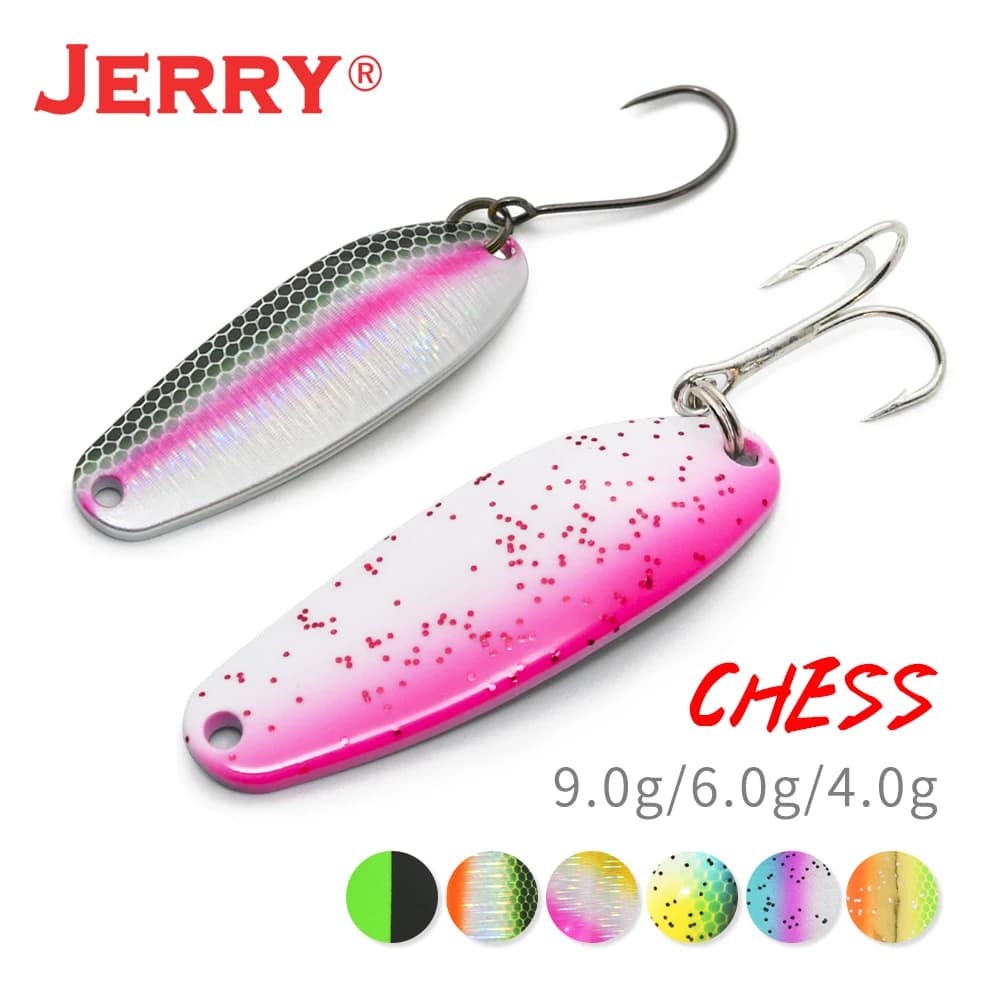 Jerry Scacchi Ottone Richiamo di Pesca Cucchiaio di Metallo Duro Per Luccio Wobblers Rivestimento UV esche da spinning Gancio Alti attrezzatura da pesca