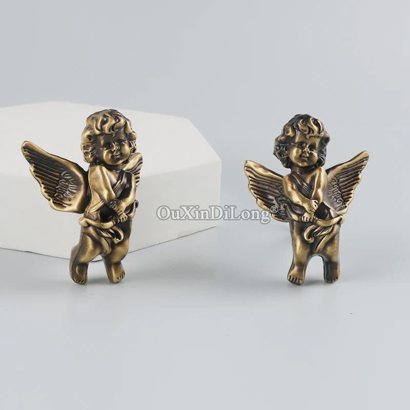 Retro 4 pezzi in ottone massiccio angelo francese maniglie per mobili maniglie per cassetti in bronzo armadio guardaroba armadio TV armadio tira manopole