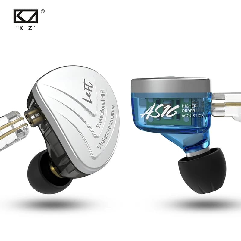 Auxiliary KZ AS16 16BA balanced armor noise cancellation Sports in ear monitor headphones for phone music earphone games