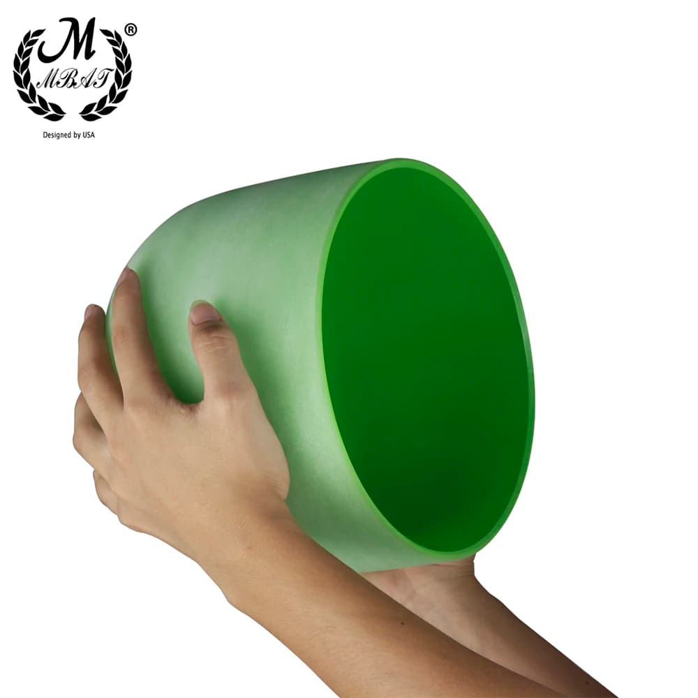 M MBAT 8 inch Crystal Bowl in B Green Music Bowl Meditation Meditation Yoga Portable Light Music Crystal Bowl Musical Instrument