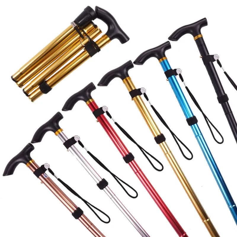 Auminum Alpenstocks alloy folding trekking poles 4 sections ultralight walking stick for hiking stick anti slip camping accessories