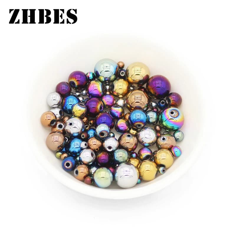 Placcatura di Colore Pietra Naturale Rotondo Ematite Minerale Del Distanziatore Perline Sparse 2/3/4/6/8/10mm Per Gioielli FAI DA TE Che Fanno braccialetti collana