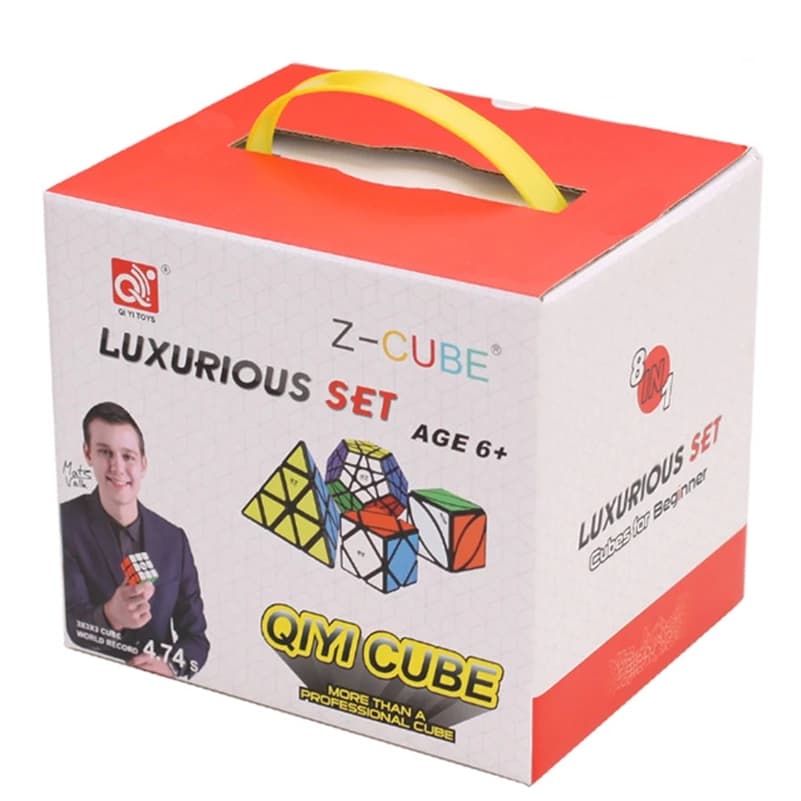 Cubo Qiyi 8 in 1 confezione regalo Set 2x2 3x3 4x4 cubo piramide cubo inclinato cubo Megaminx cubo Qiyi cubo di velocità cubo di Puzzle cubo professionale Qiyi Cube 8 in 1 Gift Box Set