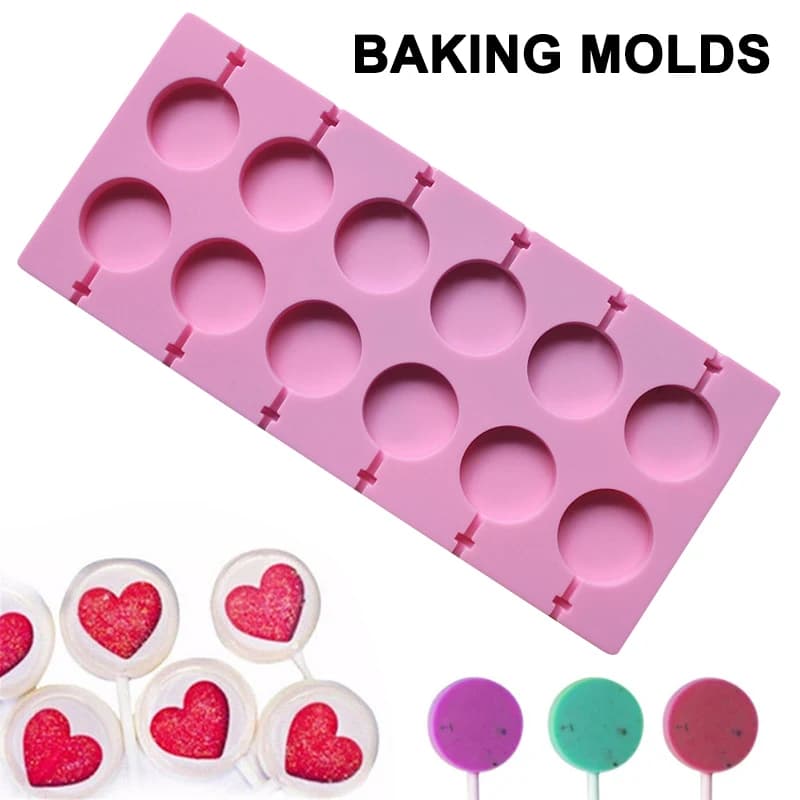Stampo in silicone fai-da-te per cioccolato, caramelle, formaggio, lecca-lecca, strumenti di cottura di Natale, lecca-lecca, gelato, gadget, forma rotonda, Bakeware