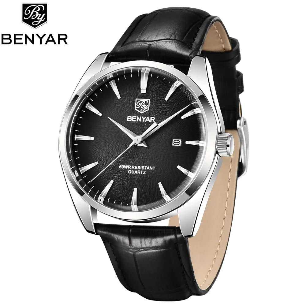 Orologi sportivi da uomo BENYAR, impermeabili, in pelle, orologio da uomo di lusso, automatico, con calendario, orologio da polso, montre homme