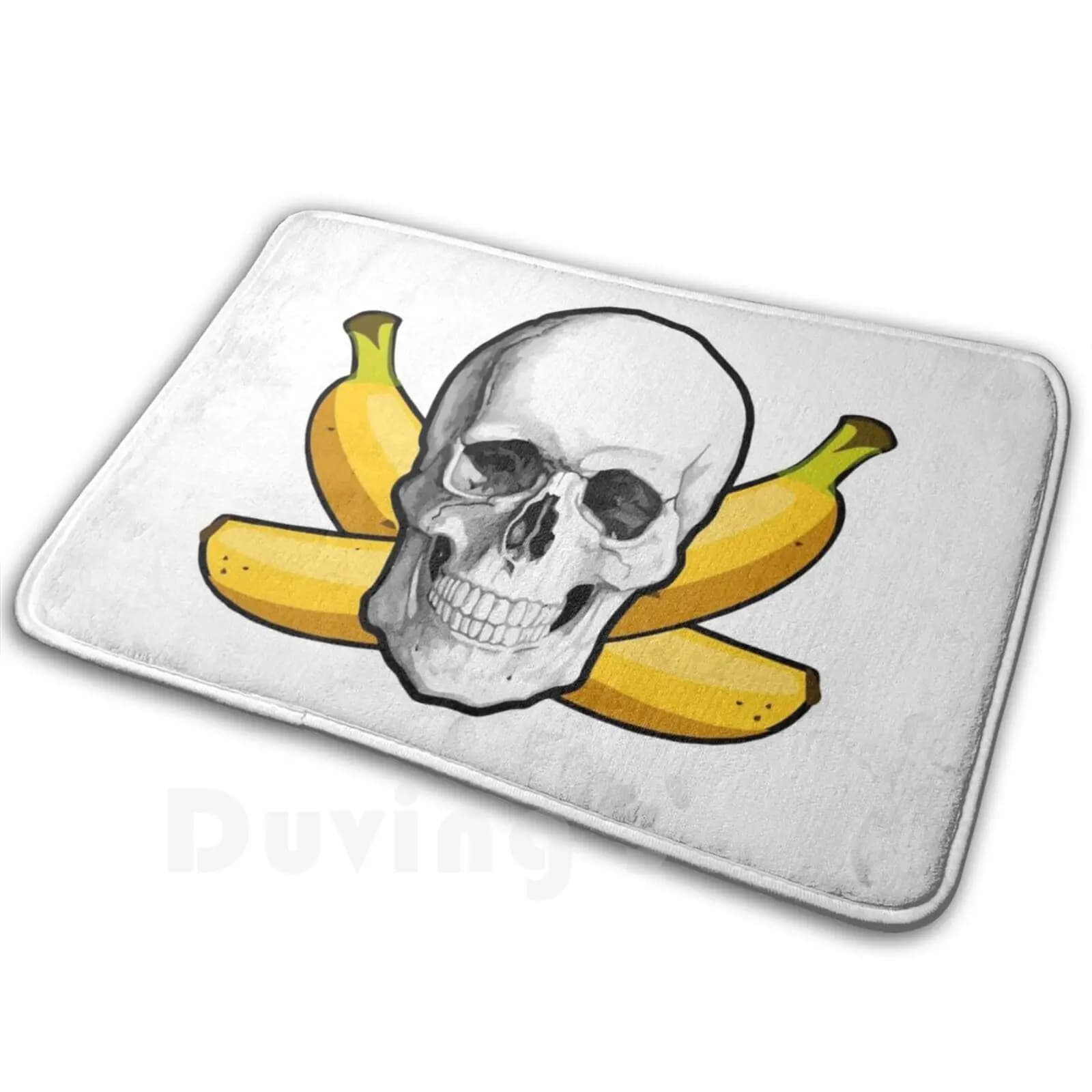 Tappeto morbido antiscivolo con teschio di banana, cuscino con teschio pirata