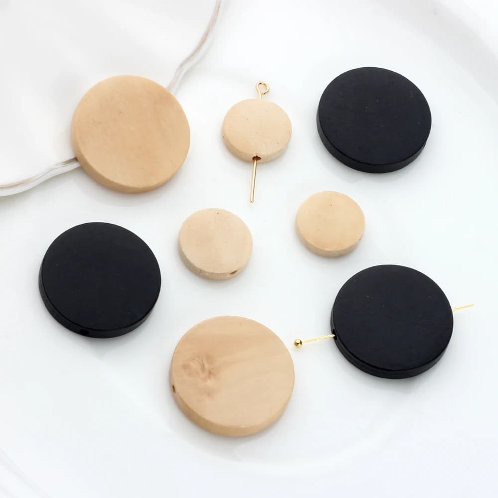 Natural Wood Round Shape Pendants Beads 25MM 15MM 10 pcs/Lot For Wooden Earrings DIY Necklace Jewelry Creation Accessories
