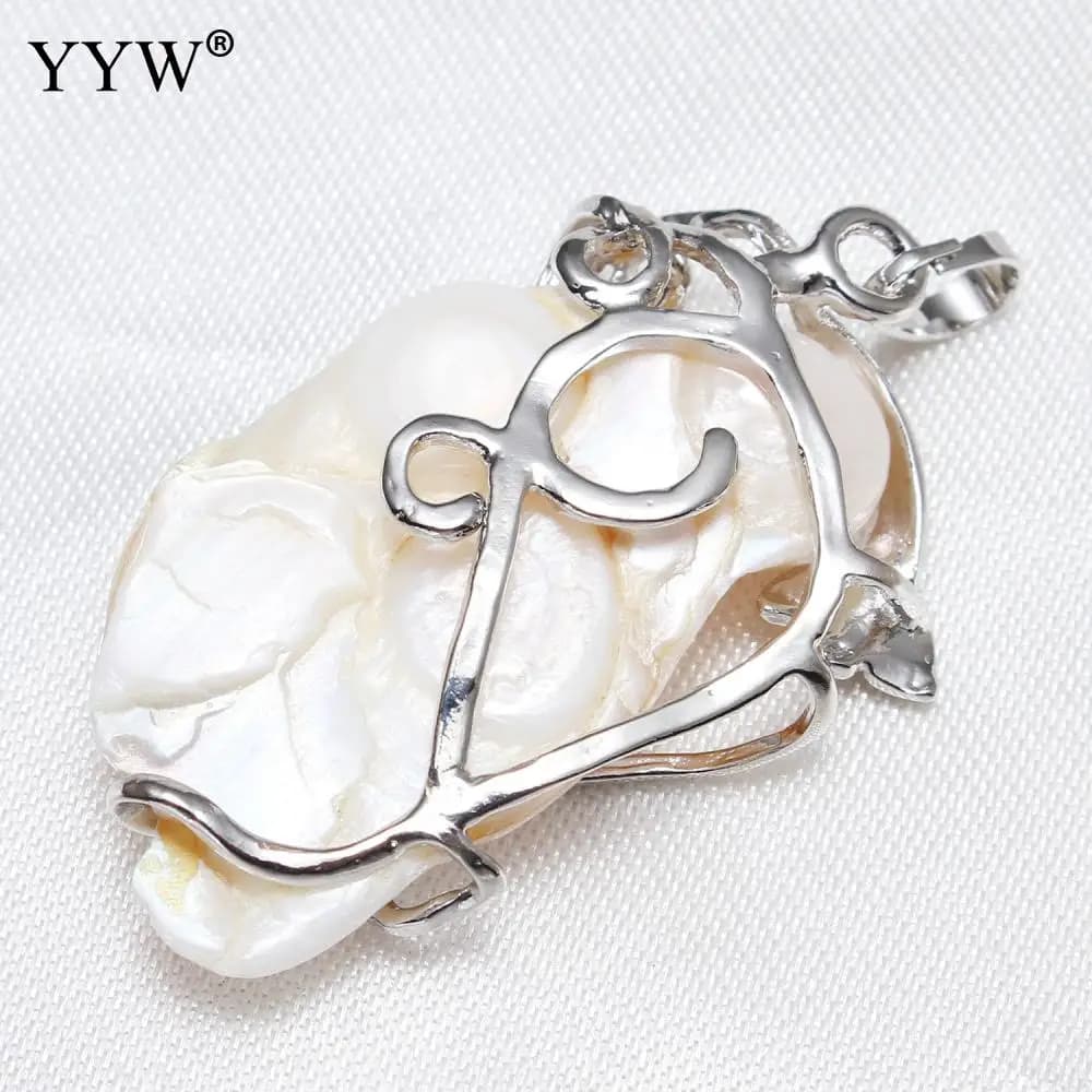 Large natural pearl pendants, gems for creating DIY jewelry, bracelets, necklaces, 30x40x10mm, fashion pendant, gift.