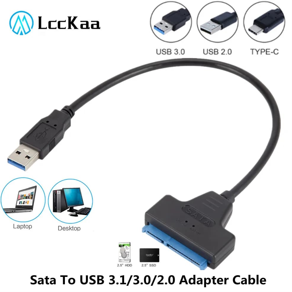 LccKaa Sata a USB 3.0 adattatore USB 2.0 tipo C cavo USB 3.0 SATA 3 supporto fino a 6 Gbps per disco rigido HDD SSD esterno da 2.5 pollici