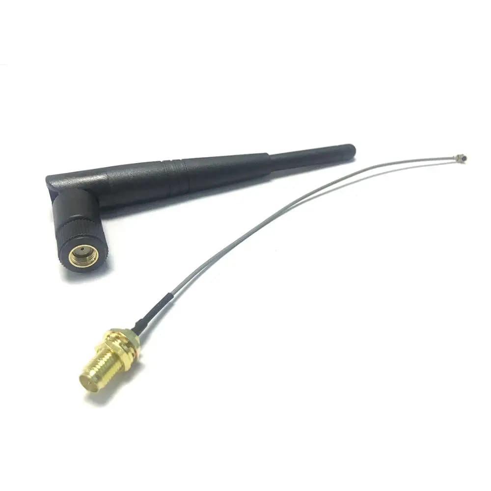Antenna WIFI 2.4GHz 3dBi RP SMA Maschio OMNI Rubber Duck + Cavo Pigtail U.FL a RP SMA Femmina 15cm