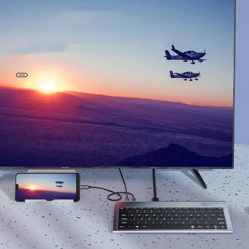 TC-JP10 Docking station per tastiera in lega di alluminio di tipo C, splitter, hub, multi USB 3.0, adattatore HDMI, 10 in 1