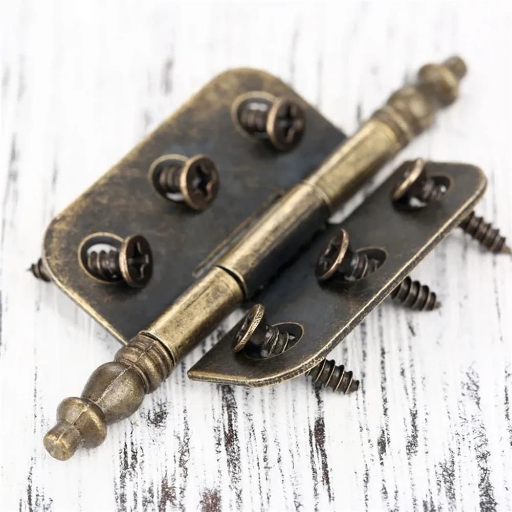Piastra di riparazione cerniera Cerniere a corona in bronzo antico 6 fori Confezione regalo di gioielli Cerniere decorative per armadietti con viti Ferramenta per mobili