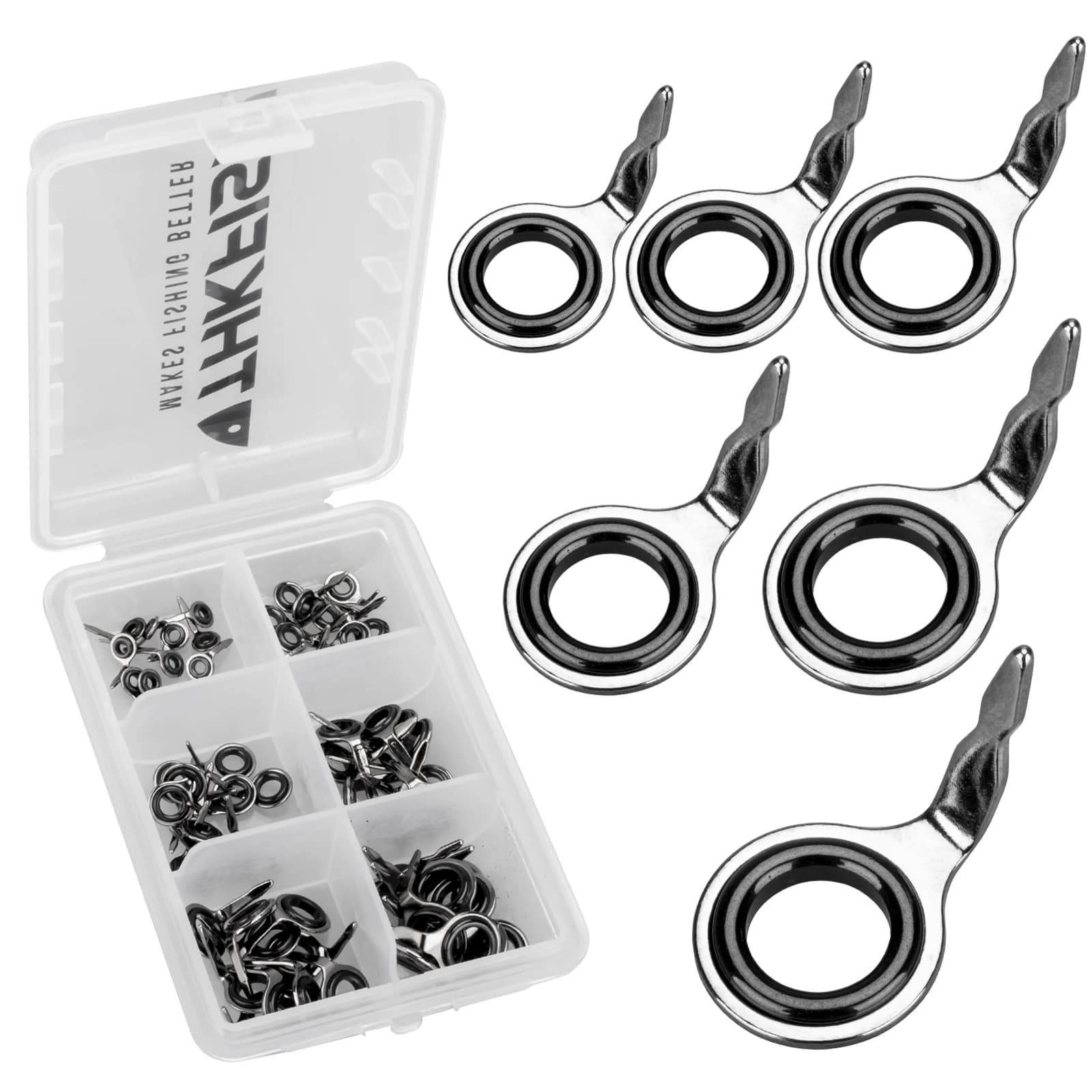 THKFISH 60 pezzi guide per canna da pesca anello in ceramica guida per canna da pesca # 4- # 10 Kit di riparazione per la sostituzione della guida della canna da pesca