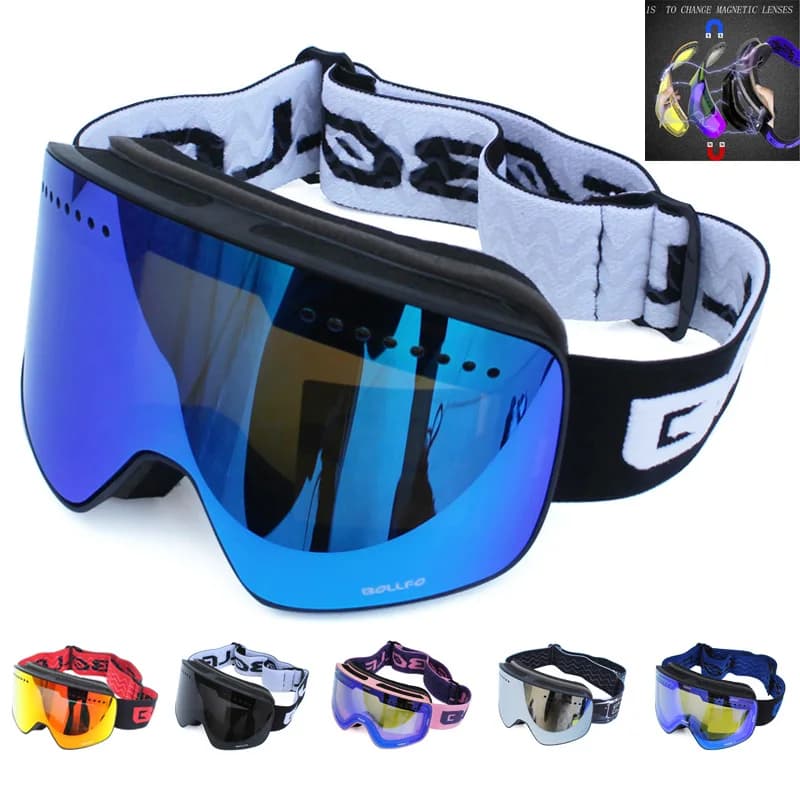 Occhiali da sci magnetici Lenti polarizzate a doppio strato Sci antiappannamento UV400 Occhiali da snowboard Uomo Donna Occhiali da sci Occhiali