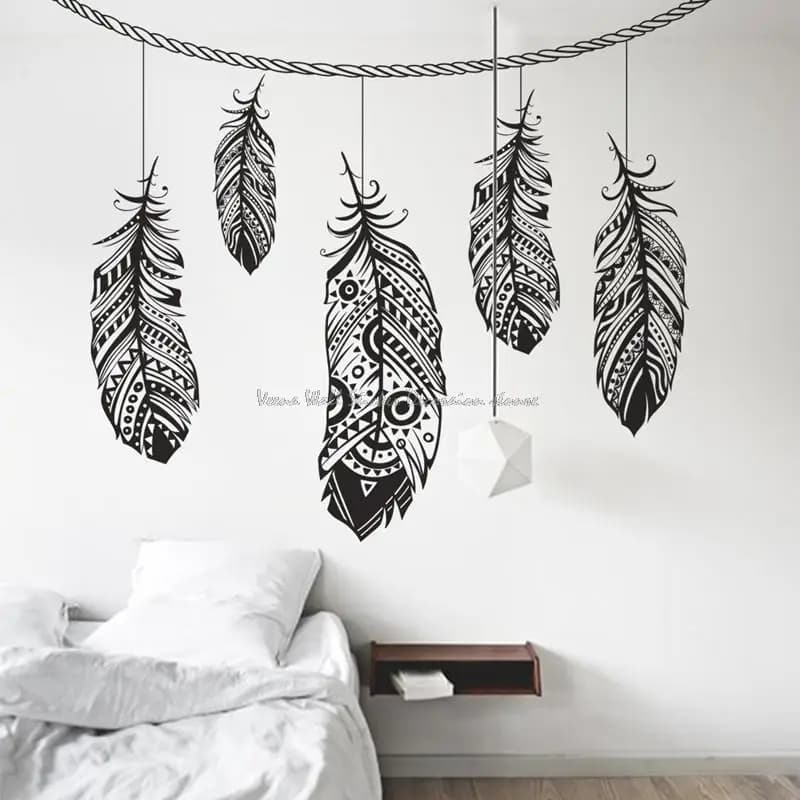 Dream Catcher Wall Decal Boho Bohemian Feather Decor Mandala Decal Dream catcher wall decal Boho decor wall decal Feathers