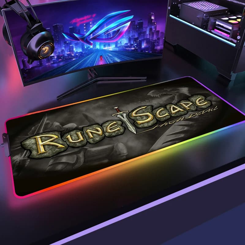Tappetino per Mouse RGB di grandi dimensioni tappetino per Mouse da gioco xxl tappetino per Mouse a LED Gamer copia Runescape tappeto per Mouse tappetino per scrivania grande Mause Pad con retroilluminazione