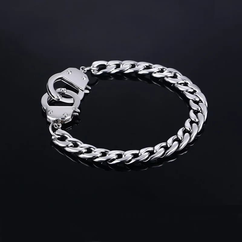 Bracciale da uomo manette in acciaio inossidabile accessori catena a portata di mano bracciale Steampunk bracciale punk coppia bracciale gioielli