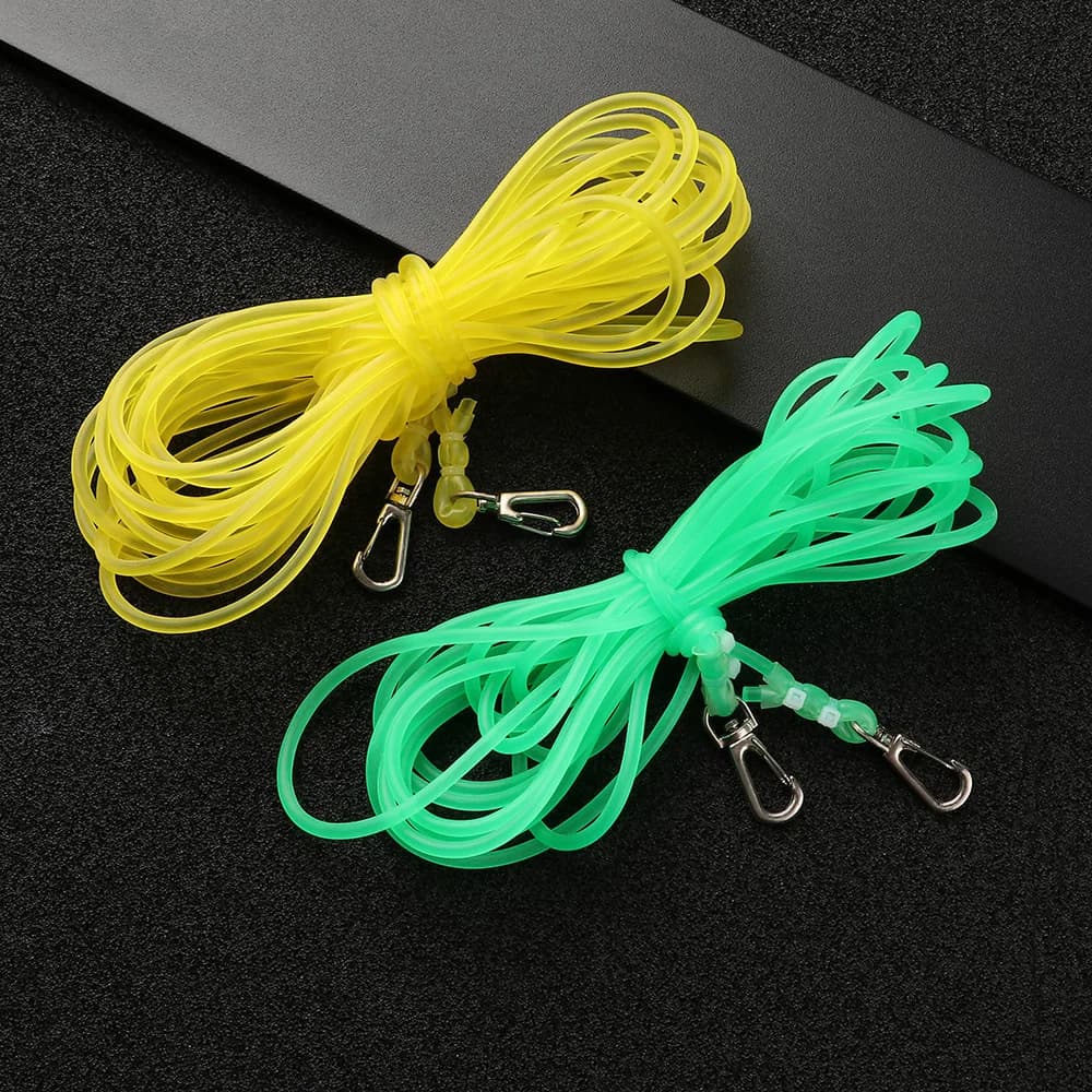 5/8/10m corda da pesca in gomma elastica corda da pesca spessa giallo verde con gancio campeggio pinze da barca cordini attrezzatura da pesca