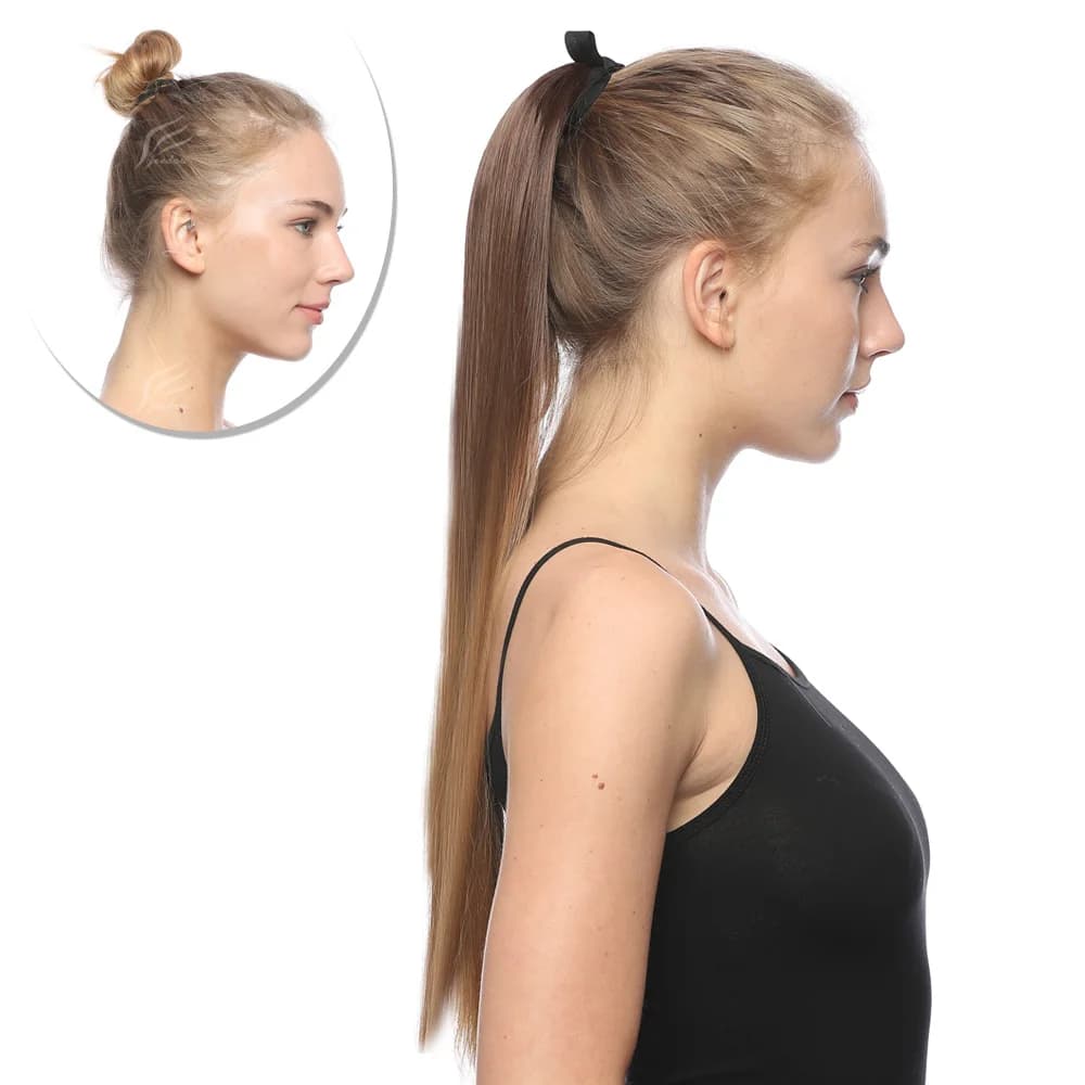 Jeedou Extra Long Hair Ponytails 45cm 85cm Straight Hair Ribbon Ponytail Extension Synthetic Hairpiece for Women Ladies