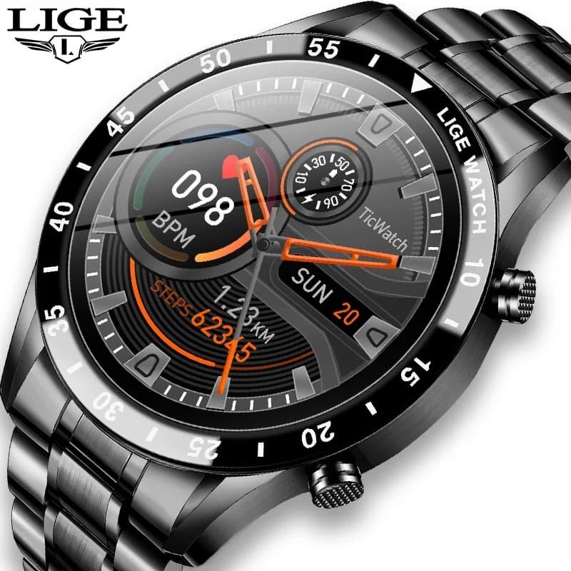 LIGE 2025 New Fashion Smartwatch Bluetooth Call Sport Men's Watch Heart Rate Monitor Music Control Waterproof Smart Watch Man