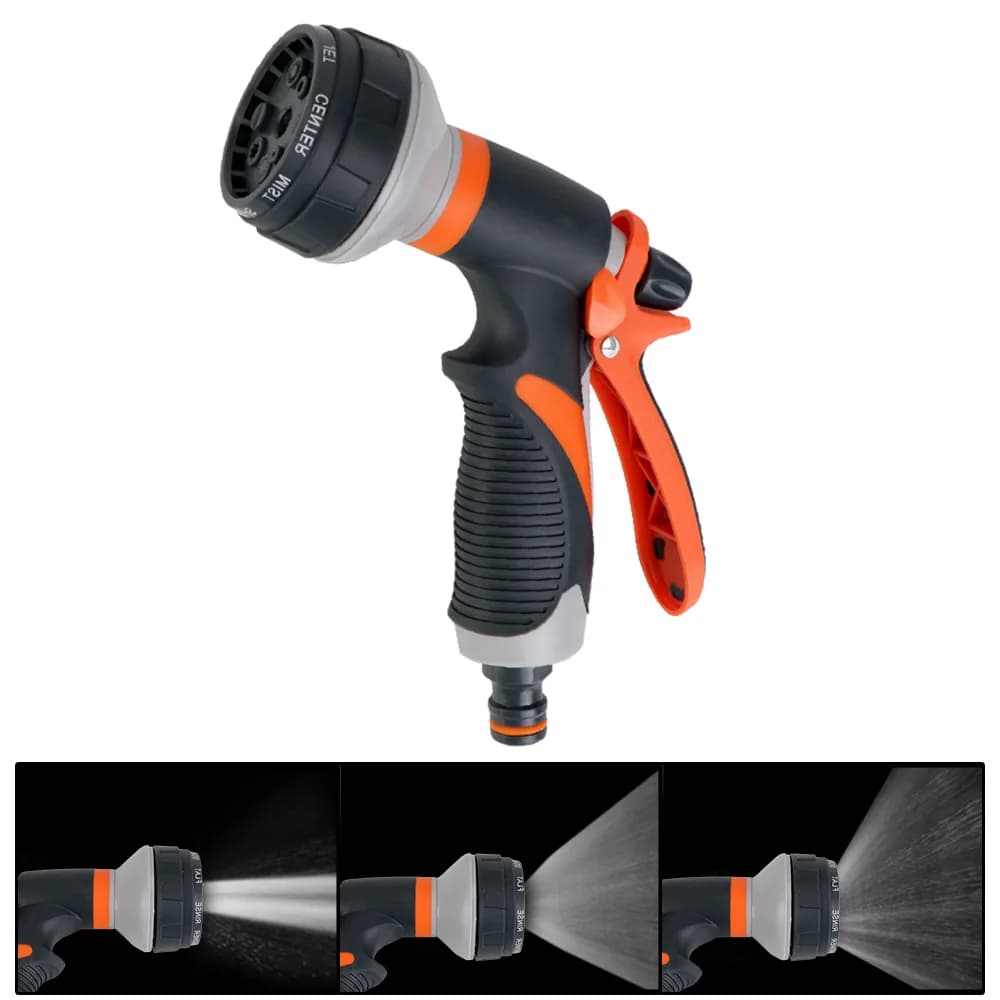 Irrigazione a spruzzo per prato Multifunzione regolabile 8 modalità di spruzzo Ugello per spruzzatura per tubo per lavaggio da giardino Pistola ad acqua ad alta pressione per auto
