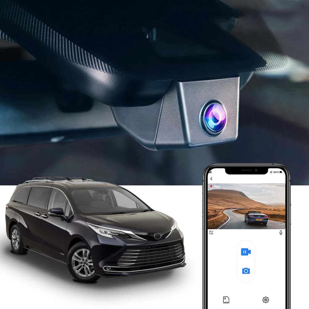 Fitcamx 4K WiFi Dash Cam per Toyota Sienna 2014-2026 (XL40), visione notturna e controllo APP, registratore DVR per auto HD