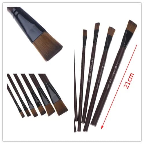 6pcs/set Artist Brushes Oil Paint Brush Painting Brush for Watercolor Oil Acrylic Brush Pen Art Supplies Flat Head Absorbent