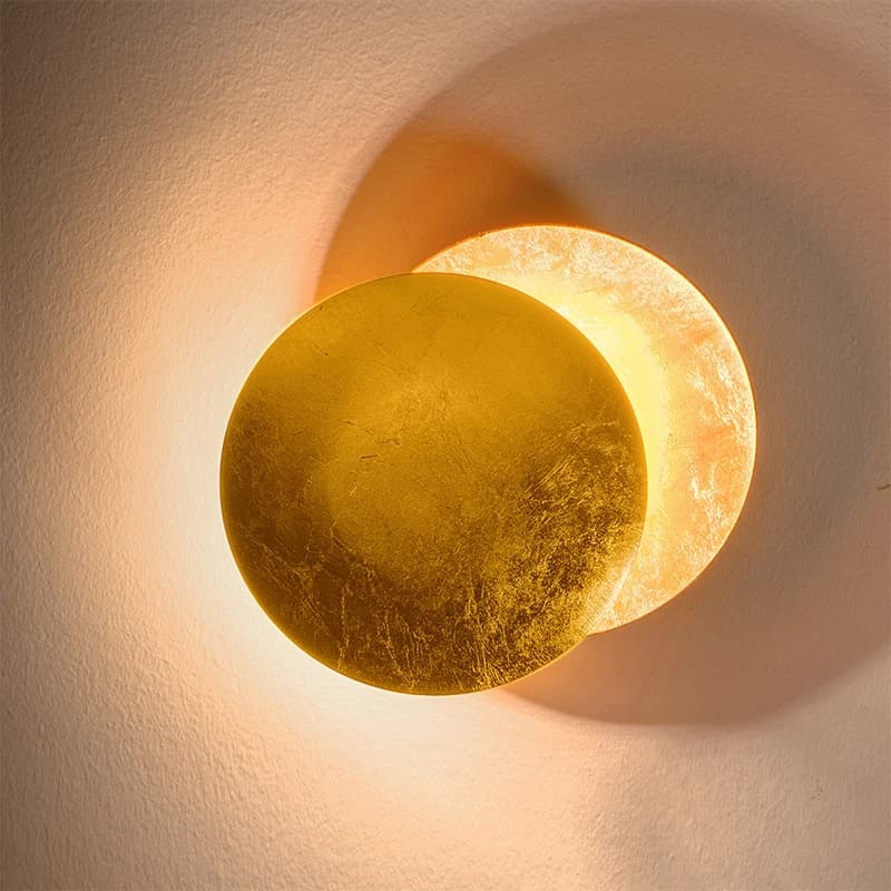 Creative Moon Eclipse corridoio applique da parete corridoio lampada da comodino soggiorno rotondo oro rame LED Sconce