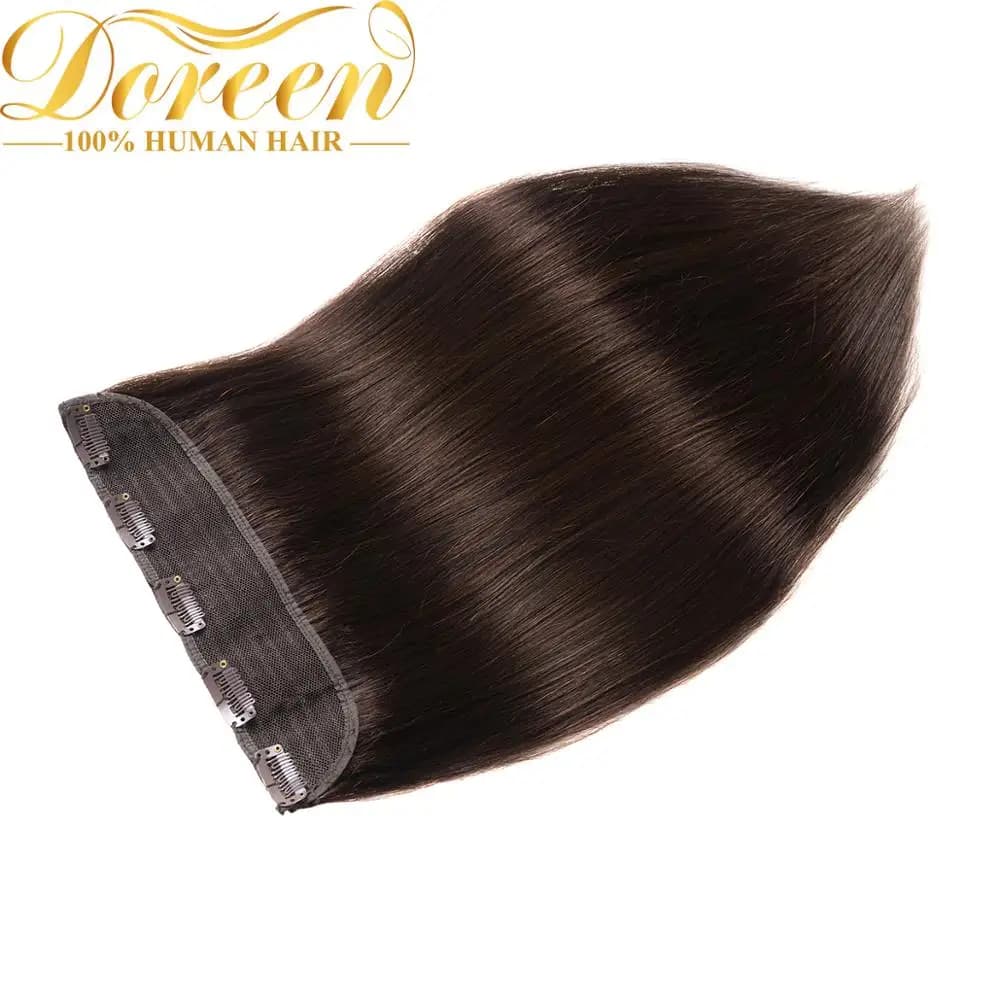 Doreen 100g 120g Brazilian Brown Blond Machined Clip Remy In One Piece Human Hair Extensions 16 Inch-22 Inch