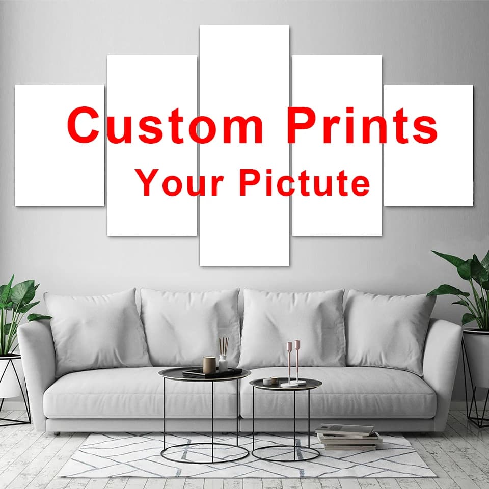 5 pezzi su tela da parete con foto personalizzate, poster personalizzati, immagini, decorazioni per la casa, pittura incorniciata, decorazioni per interni, decorazioni per la camera