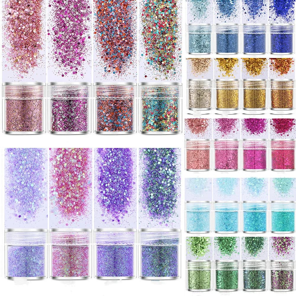 SNASAN 4Pcs colore Superfine luccica polvere 1mm paillettes Mix per gioielli che fanno materiale di riempimento stampo in Silicone resina epossidica UV fai da te