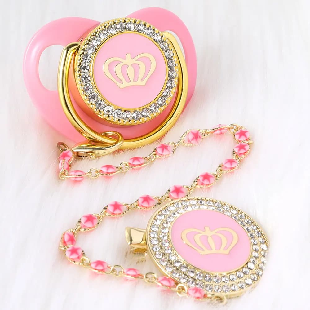 Ciucci in oro Corwn Ciuccio in silicone neonato perla Oro Bling Capezzolo infantile BPA gratuito Succhietto per bambini Manichino 0-24M chupetes de lujo