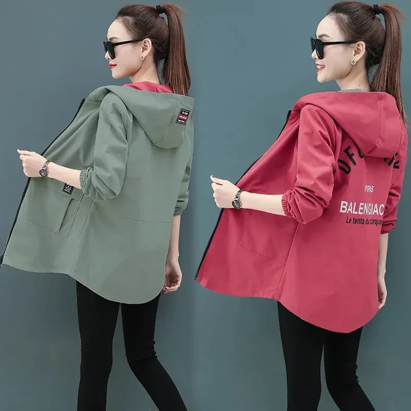 2022 NUOVO Autunno Giacca da donna di grandi dimensioni Giacca a vento a doppia faccia Donna con cappuccio Cappotto basic casual Giacca allentata Capispalla