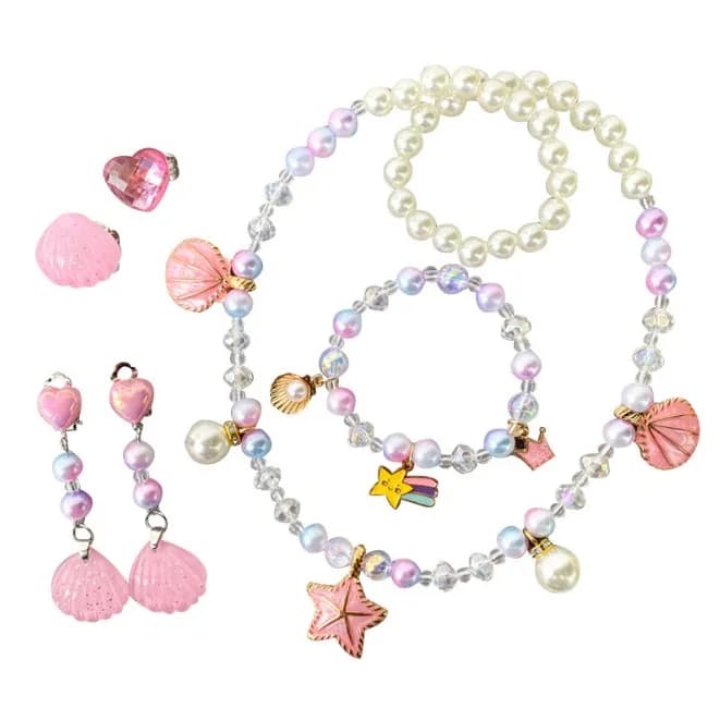 Del bambino Delle Ragazze Del Capretto Perle Perline Sirena Coda Fishstar Collana Del Pendente di Modo piccolo Bambino Bambini Insieme Dei Monili di Fascino Per Le Ragazze regalo
