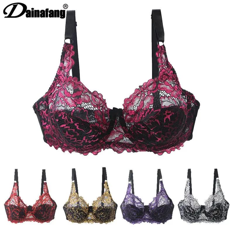 DaiNaFang Reggiseni ricamati in pizzo Donna Intimo push up Donna sexy Grande BH Tutible Bralette regolata Lingerie taglie forti