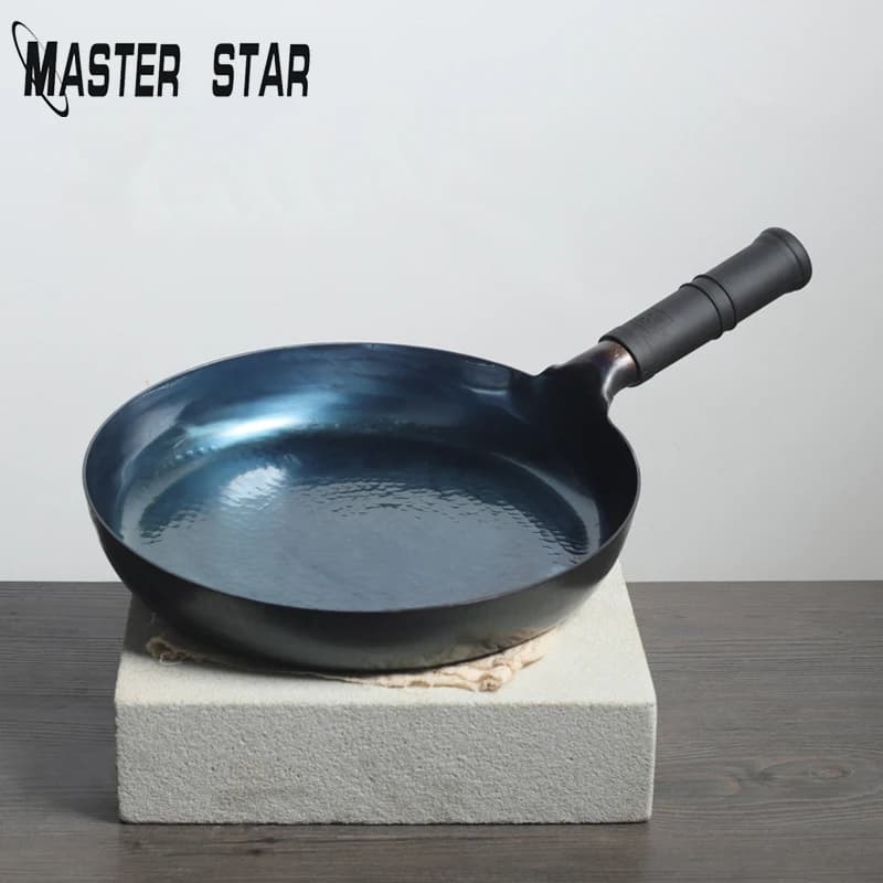 Padella in ferro cinese fatta a mano Master Star, padella tradizionale temperata, padella antiaderente, fornello a induzione, bistecca spessa
