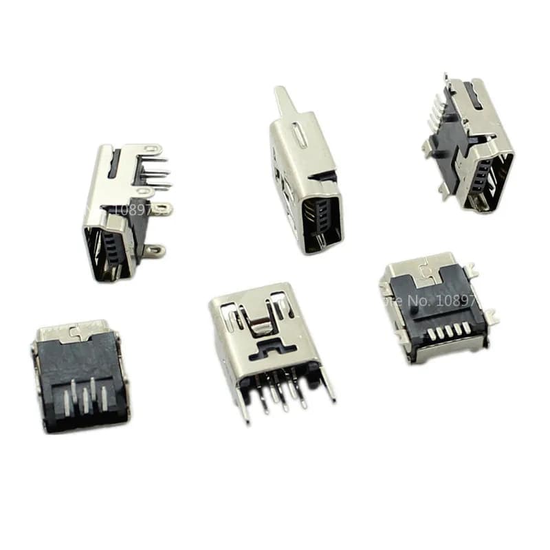 10/50 Pz Mini USB SMT SMD DIP 5 Pin Female Mini Type B Clamp Plug Connector Dritto DIP Martinetti Plug-in MINI USB connector