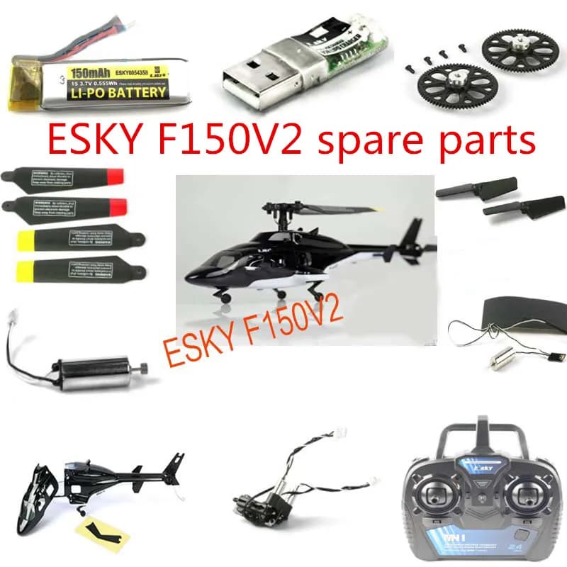 ESKY F150V2 RC elicottero pezzi di ricambio corpo shell motore elica ingranaggio servo controllo di volo tirante caricatore vite telecomando ecc
