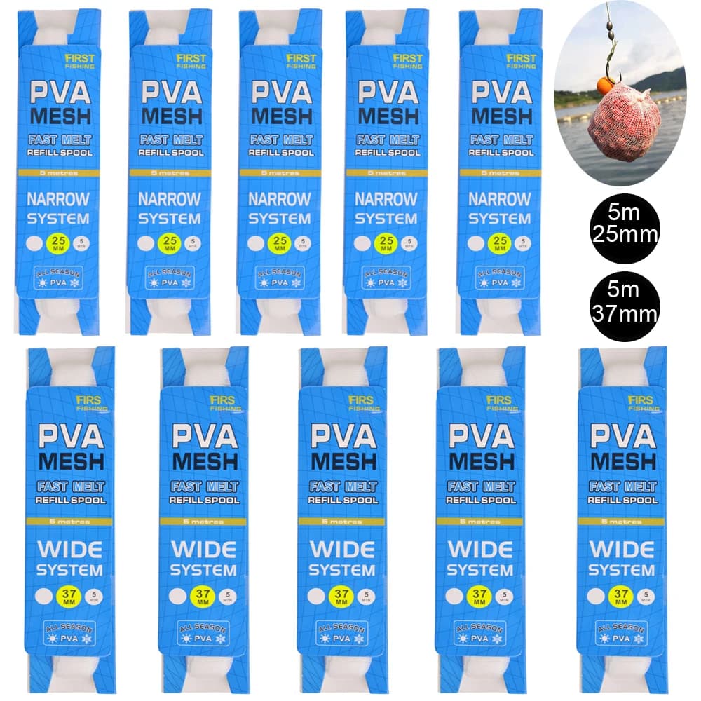 10 Pz/5 Pz PVA Maglia Pesca Alla Carpa Feeder Esca Lanciatore Acqua Dissoluzione Reti 5M 25mm 37mm ECO-Friendly Ricarica Capelli Carpa Rig Tackle
