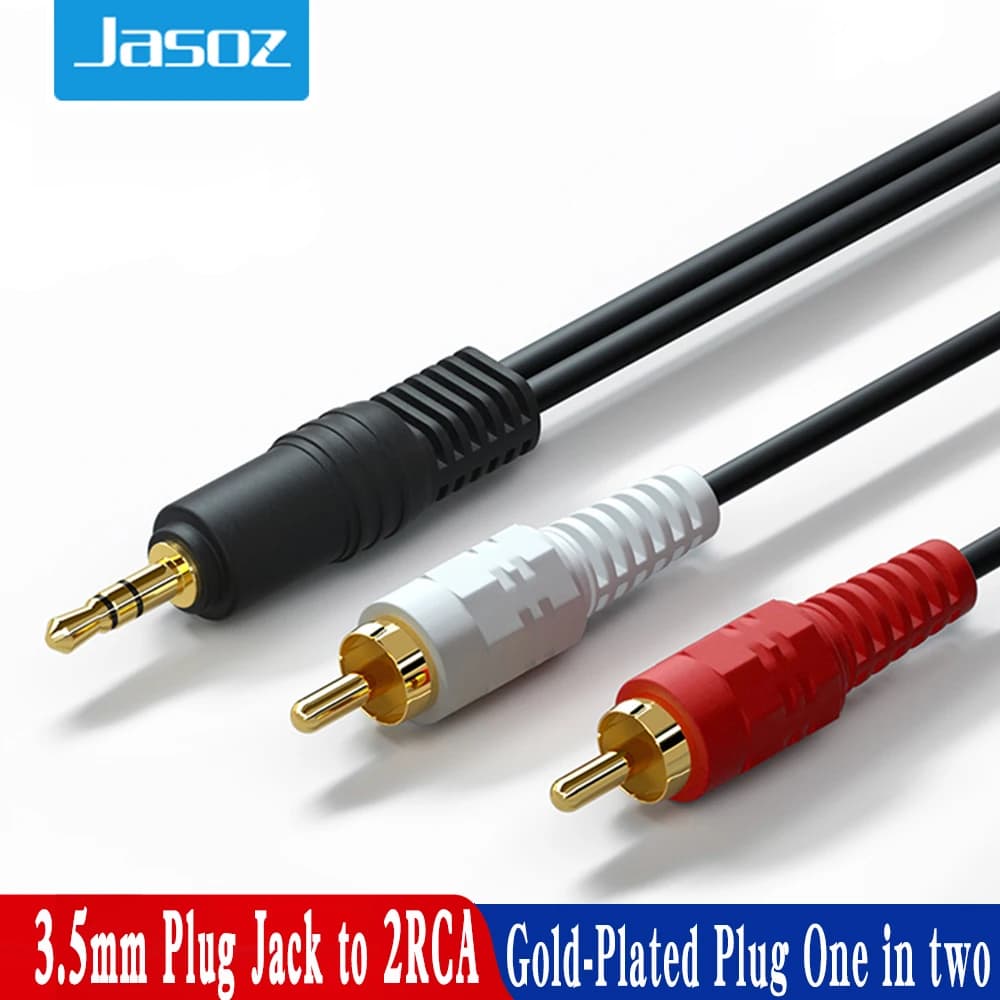 Cavo sdoppiatore audio stereo jack da 3,5 mm placcato in oro a 2RCA maschio per telefono cellulare Tablet PC Altoparlanti audio TV Linea AUX