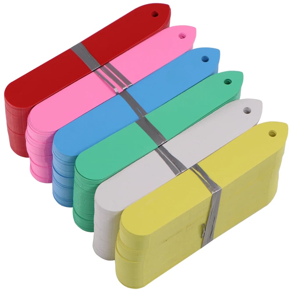 60PCS 1.9x10CM plant labels with 4MM Hole Garden Nursery Lables plastic pot markers for trays for semi flower waterproof reusable herbs